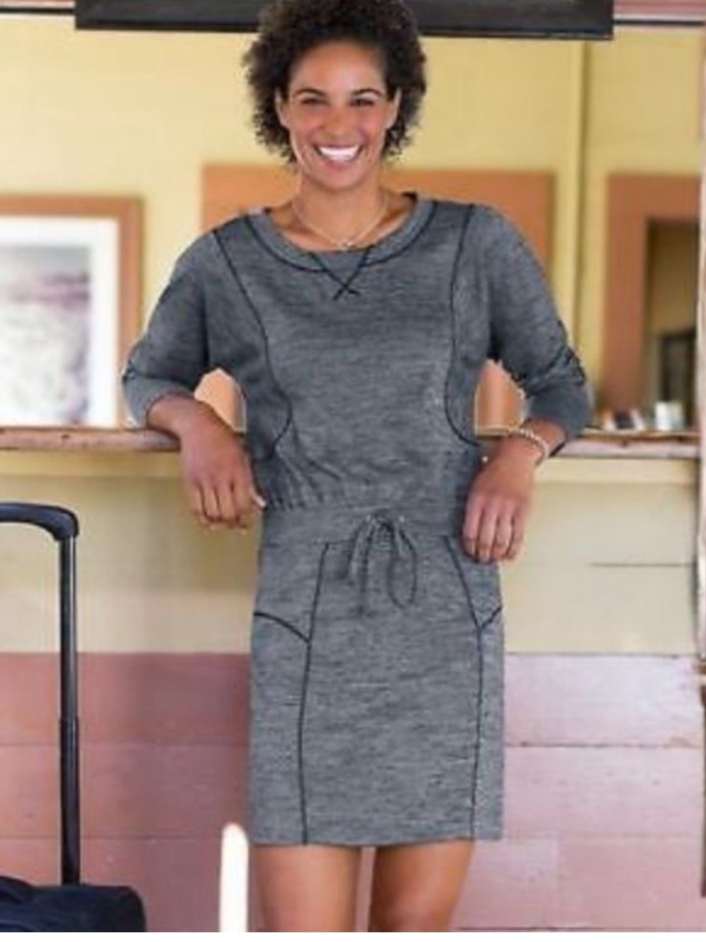 ATHLETA Gray Give It Your All Long Sleeve Sweater Dress Size Medium athleisure